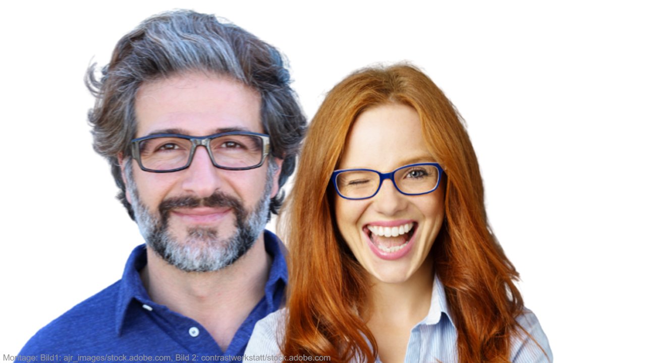 Streit aufarbeiten. Mann und Frau lachen.